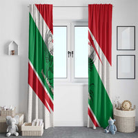 Lebanon Phoenix Window Curtain with Cedar Flag Colors and Inspirational Quote