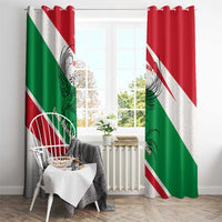 Lebanon Phoenix Window Curtain with Cedar Flag Colors and Inspirational Quote