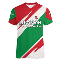 Lebanon Phoenix Women V-Neck T-Shirt with Cedar Flag Colors and Inspirational Quote