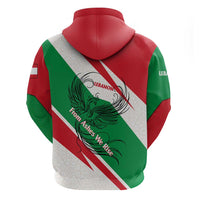 Lebanon Phoenix Zip Hoodie with Cedar Flag Colors and Inspirational Quote