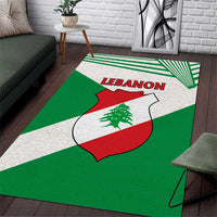 Lebanon Flag Shield Area Rug with Cedar Emblem and National Colors