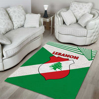 Lebanon Flag Shield Area Rug with Cedar Emblem and National Colors