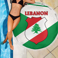 Lebanon Flag Shield Beach Blanket with Cedar Emblem and National Colors
