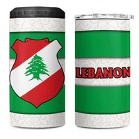 Lebanon Flag Shield 4 in 1 Can Cooler Tumbler with Cedar Emblem and National Colors