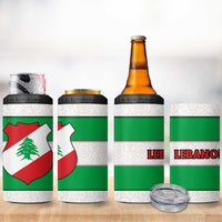 Lebanon Flag Shield 4 in 1 Can Cooler Tumbler with Cedar Emblem and National Colors