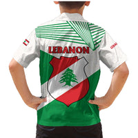 Lebanon Flag Shield Family Matching Mermaid Dress and Hawaiian Shirt with Cedar Emblem and National Colors