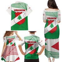 Lebanon Flag Shield Family Matching Puletasi and Hawaiian Shirt with Cedar Emblem and National Colors