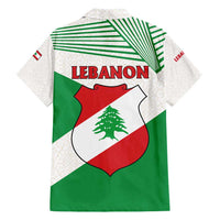 Lebanon Flag Shield Family Matching Summer Maxi Dress and Hawaiian Shirt with Cedar Emblem and National Colors