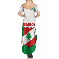 Lebanon Flag Shield Family Matching Summer Maxi Dress and Hawaiian Shirt with Cedar Emblem and National Colors