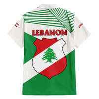 Lebanon Flag Shield Hawaiian Shirt with Cedar Emblem and National Colors