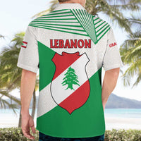 Lebanon Flag Shield Hawaiian Shirt with Cedar Emblem and National Colors