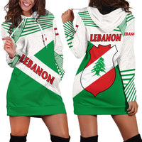 Lebanon Flag Shield Hoodie Dress with Cedar Emblem and National Colors
