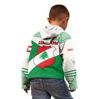 Lebanon Flag Shield Kid Hoodie with Cedar Emblem and National Colors