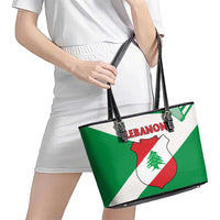 Lebanon Flag Shield Leather Tote Bag with Cedar Emblem and National Colors