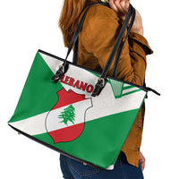 Lebanon Flag Shield Leather Tote Bag with Cedar Emblem and National Colors