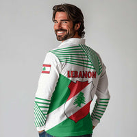 Lebanon Flag Shield Long Sleeve Polo Shirt with Cedar Emblem and National Colors