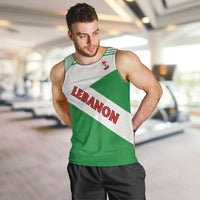 Lebanon Flag Shield Men Tank Top with Cedar Emblem and National Colors