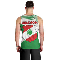 Lebanon Flag Shield Men Tank Top with Cedar Emblem and National Colors