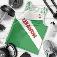 Lebanon Flag Shield Men Tank Top with Cedar Emblem and National Colors