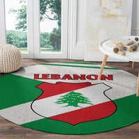 Lebanon Flag Shield Round Carpet with Cedar Emblem and National Colors