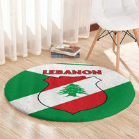Lebanon Flag Shield Round Carpet with Cedar Emblem and National Colors