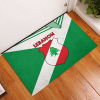 Lebanon Flag Shield Rubber Doormat with Cedar Emblem and National Colors