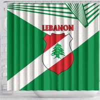 Lebanon Flag Shield Shower Curtain with Cedar Emblem and National Colors