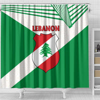 Lebanon Flag Shield Shower Curtain with Cedar Emblem and National Colors