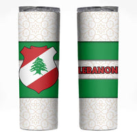 Lebanon Flag Shield Skinny Tumbler with Cedar Emblem and National Colors