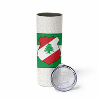 Lebanon Flag Shield Skinny Tumbler with Cedar Emblem and National Colors