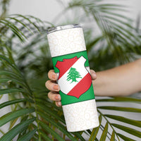Lebanon Flag Shield Skinny Tumbler with Cedar Emblem and National Colors