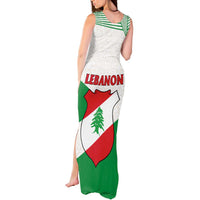 Lebanon Flag Shield Tank Maxi Dress with Cedar Emblem and National Colors