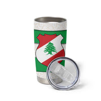 Lebanon Flag Shield Tumbler Cup with Cedar Emblem and National Colors