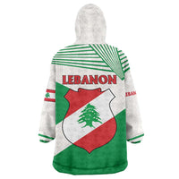 Lebanon Flag Shield Wearable Blanket Hoodie with Cedar Emblem and National Colors