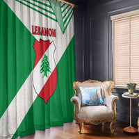 Lebanon Flag Shield Window Curtain with Cedar Emblem and National Colors
