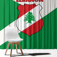 Lebanon Flag Shield Window Curtain with Cedar Emblem and National Colors