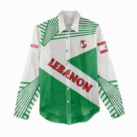 Lebanon Flag Shield Women Casual Shirt with Cedar Emblem and National Colors
