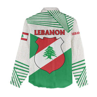 Lebanon Flag Shield Women Casual Shirt with Cedar Emblem and National Colors