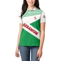 Lebanon Flag Shield Women Polo Shirt with Cedar Emblem and National Colors