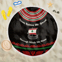 Lebanon Phoenician Ship Beach Blanket with Byblos Heritage and Cedar Sail Design