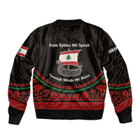 Lebanon Phoenician Ship Bomber Jacket with Byblos Heritage and Cedar Sail Design