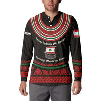 Lebanon Phoenician Ship Button Sweatshirt with Byblos Heritage and Cedar Sail Design