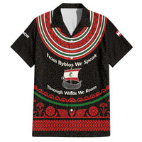 Lebanon Phoenician Ship Family Matching Off The Shoulder Long Sleeve Dress and Hawaiian Shirt with Byblos Heritage and Cedar Sail Design