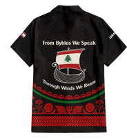 Lebanon Phoenician Ship Family Matching Off The Shoulder Long Sleeve Dress and Hawaiian Shirt with Byblos Heritage and Cedar Sail Design