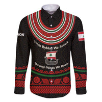 Lebanon Phoenician Ship Family Matching Off The Shoulder Long Sleeve Dress and Hawaiian Shirt with Byblos Heritage and Cedar Sail Design