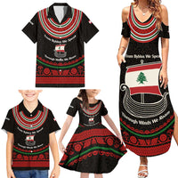 Lebanon Phoenician Ship Family Matching Summer Maxi Dress and Hawaiian Shirt with Byblos Heritage and Cedar Sail Design