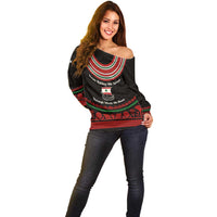 Lebanon Phoenician Ship Off Shoulder Sweater with Byblos Heritage and Cedar Sail Design