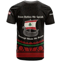 Lebanon Phoenician Ship T Shirt with Byblos Heritage and Cedar Sail Design
