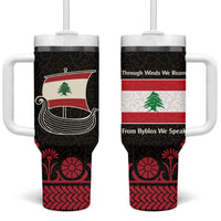 Lebanon Phoenician Ship Tumbler With Handle with Byblos Heritage and Cedar Sail Design
