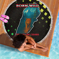 Lebanon Wild Cedar Forest Beach Blanket with Leopard and National Map Design